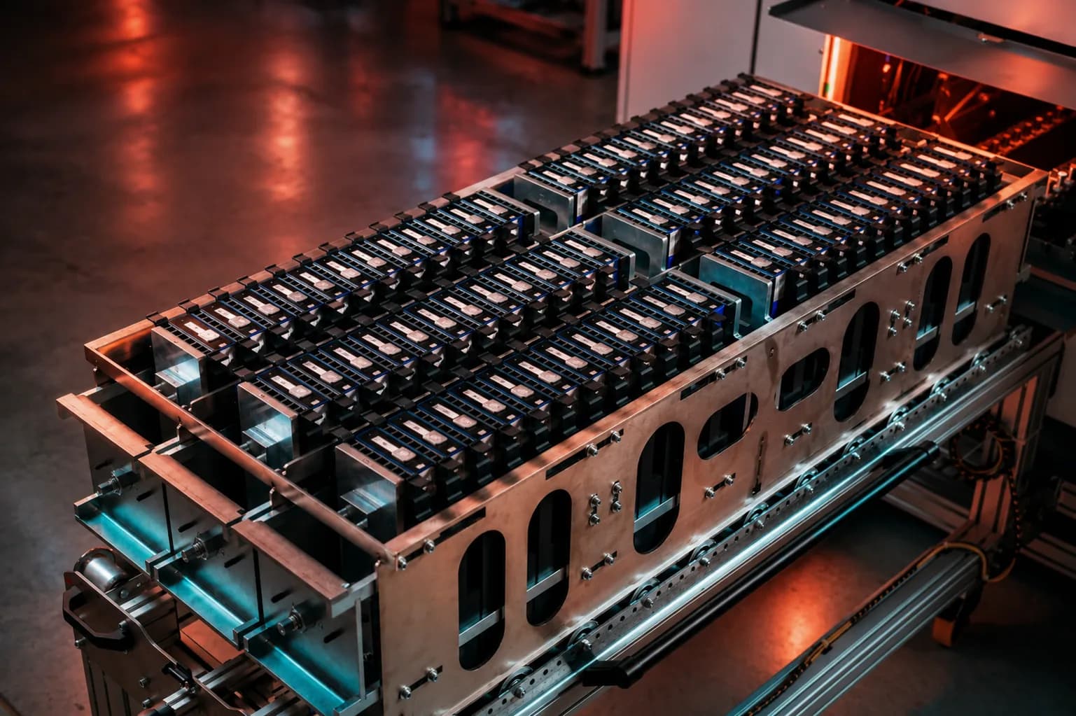Automotive cell line with prismatic cells in production